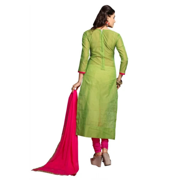 Women's Chanderi Unstitched Salwar Suit-Material With Dupatta (Green,2.3 Mtrs)