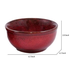 Freakway Hand-Painted Ceramic Handcrafted Glossy Reddies Vegetable Bowl/Dessert Bowl/Soup Bowl (Multicolor, Pack of 4)-Reddies