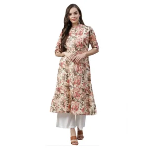 Generic Women's Cotton Printed Floral Print Kurti (Multicolor, Cotton)