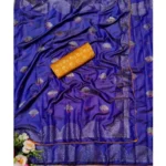 Women's Sana Silk Stone Work Embellished Printed Sarees (Royal Blue, 5-6 Mtrs)