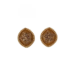 Generic Women's Alloy Ceramic Stone And Designer Work Gold Plated Stud (Gold)