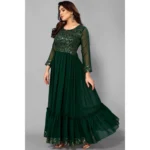 Women's Sequence Work Georget Long Gown (Green)