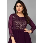 Women's Sequence Work Georget Long Gown (Purple)