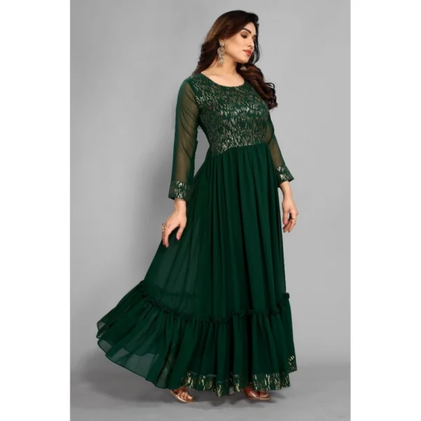 Women's Sequence Work Georget Long Gown (Green)