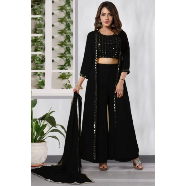 Women's Embroidary Gotta Pati Work Georget Lehanga Choli (Black)