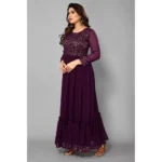 Women's Sequence Work Georget Long Gown (Purple)