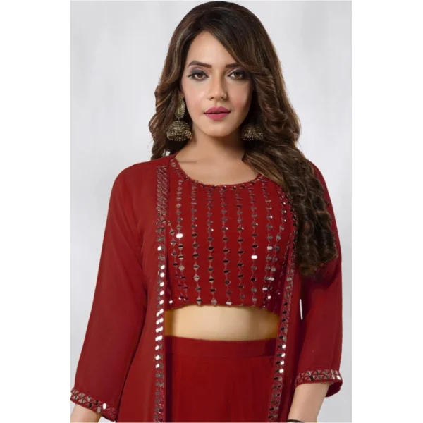 Women's Embroidary Gotta Pati Work Georget Lehanga Choli (Maroon)