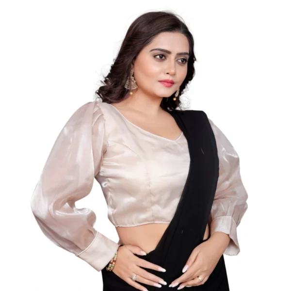 Women's Organza Plain Readymade Blouse (Black, Size: Free Size)