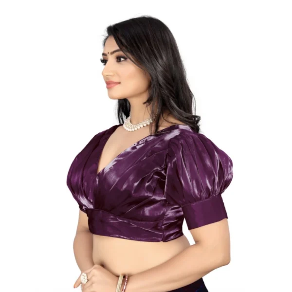 Women's Organza Plain Readymade Blouse (Magenta, Size: Free Size)