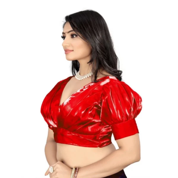 Women's Organza Plain Readymade Blouse (Red, Size: Free Size)