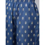 Women's Casual 3-4Th Sleeve Floral Printed Poly Silk KurtiPalazzo And Dupatta Set (Blue)