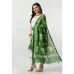 Women's Cotton Printed Dupatta (Green, Length: Free Size)