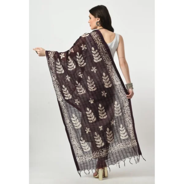 Women's Cotton Printed Dupatta (Wine, Length: Free Size)