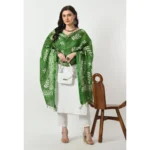 Women's Cotton Printed Dupatta (Green, Length: Free Size)