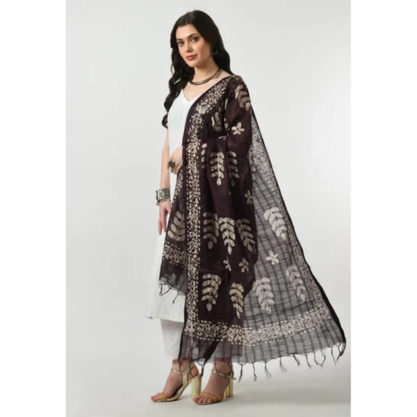 Women's Cotton Printed Dupatta (Wine, Length: Free Size)