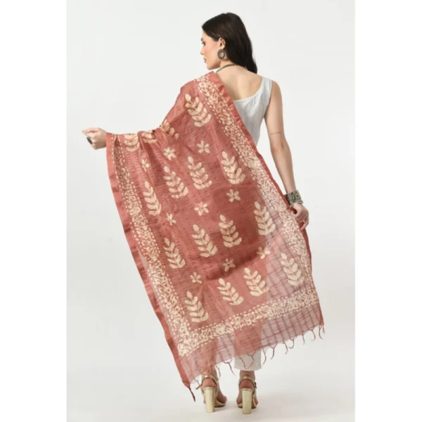 Women's Cotton Printed Dupatta (Brown, Length: Free Size)