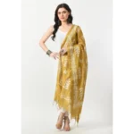 Women's Cotton Printed Dupatta (Gold, Length: Free Size)