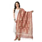 Women's Cotton Printed Dupatta (Brown, Length: Free Size)