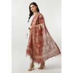 Women's Cotton Printed Dupatta (Brown, Length: Free Size)