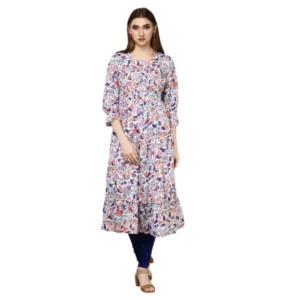 Women's Casual Georgette Printed 3-4th sleeve Dress (MultiColor)