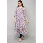 Women's Casual Georgette Printed 3-4th sleeve Dress (MultiColor)