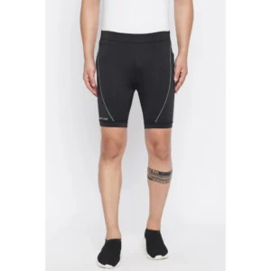 Men's Solid Polyester Tights (Black)