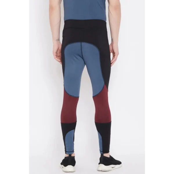 Men's Colour Blocked Polyester Tights (Blue)