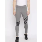 Men's Striped Polyester Tights (Grey)