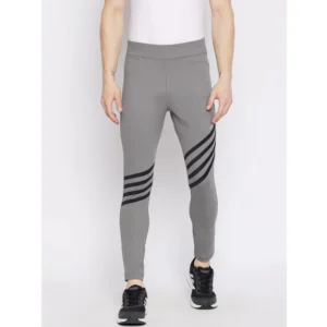 Men's Striped Polyester Tights (Grey)