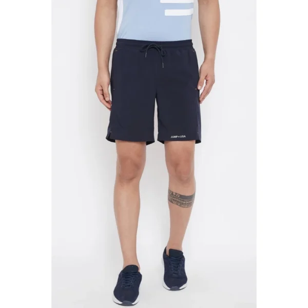 Men's Solid Polyester Above Knee Shorts (Black)