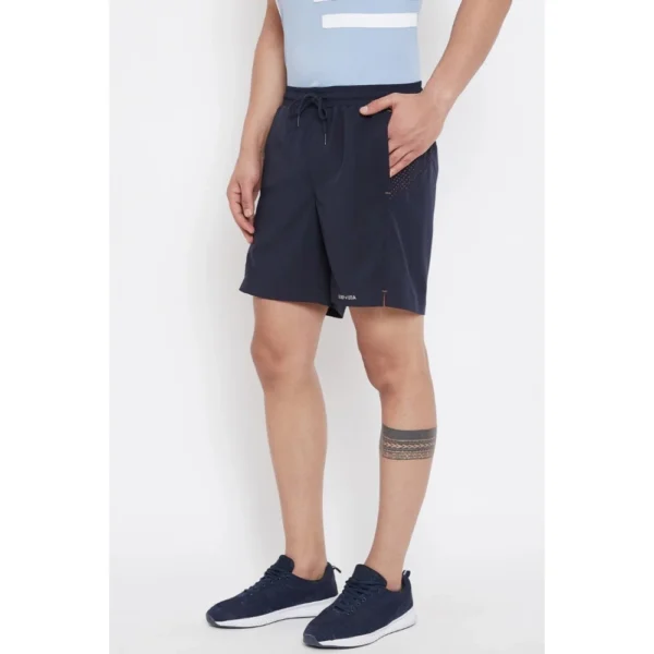 Men's Solid Polyester Above Knee Shorts (Black)