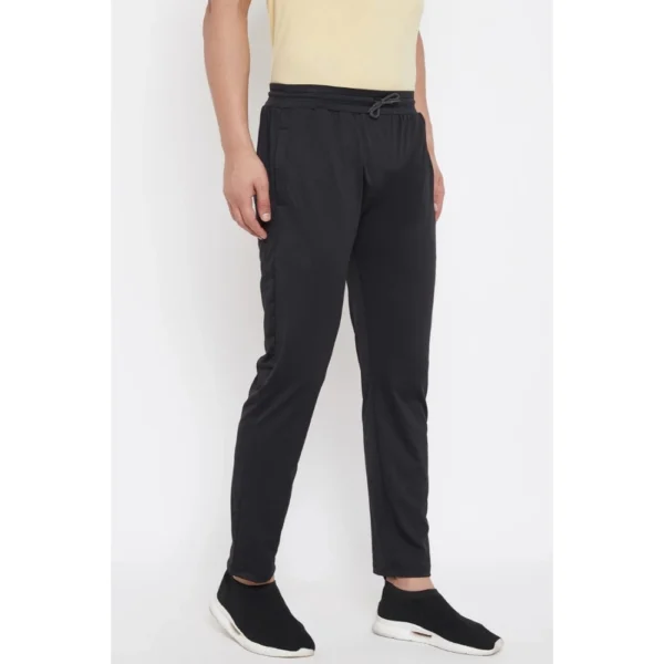 Men's Solid Polyester Regular Track Pant (Black)