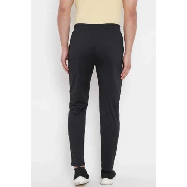 Men's Solid Polyester Regular Track Pant (Black)