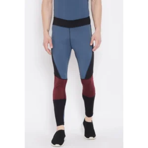 Men's Colour Blocked Polyester Tights (Blue)