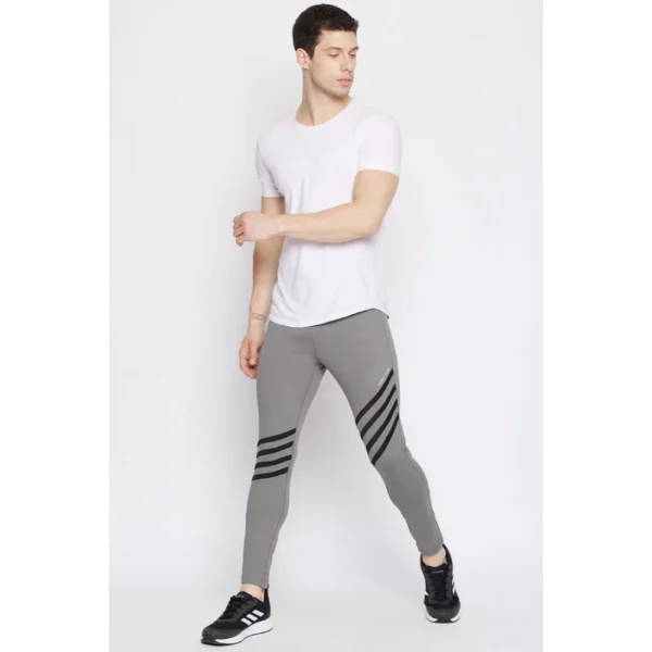 Men's Striped Polyester Tights (Grey)