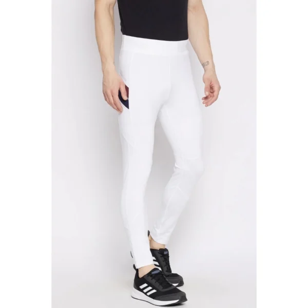 Men's Solid Polyester Tights (White)