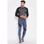 Men's Printed Polyester Tights (Blue)