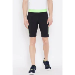 Men's Solid Polyester Knee Length Shorts (Black)