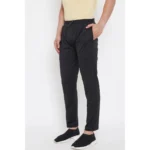 Men's Solid Polyester Regular Track Pant (Black)