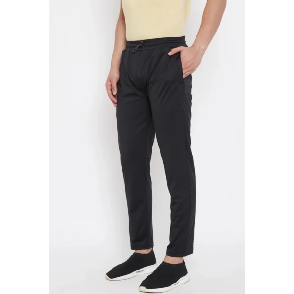 Men's Solid Polyester Regular Track Pant (Black)