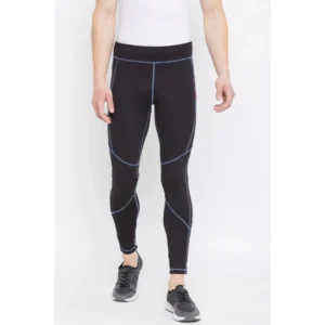 Men's Solid Polyester Tights (Black)