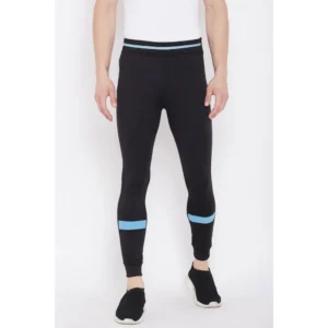 Men's Solid Polyester Tights (Black)