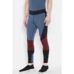 Men's Colour Blocked Polyester Tights (Blue)