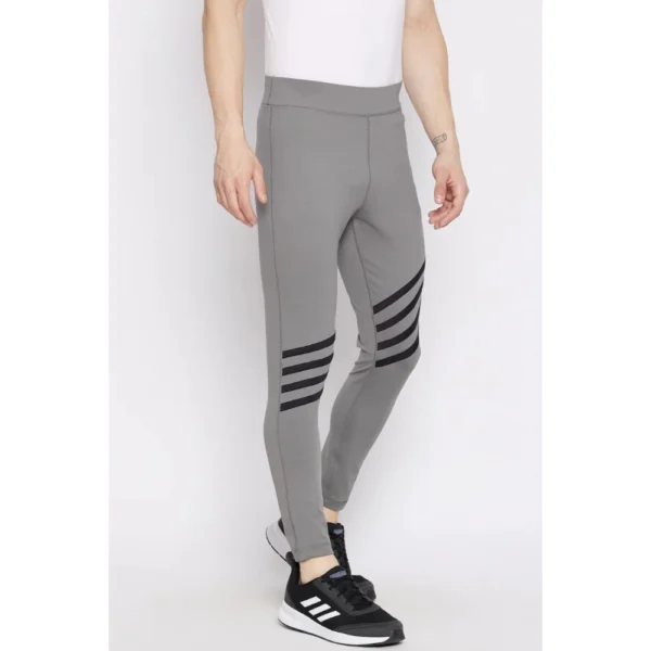 Men's Striped Polyester Tights (Grey)