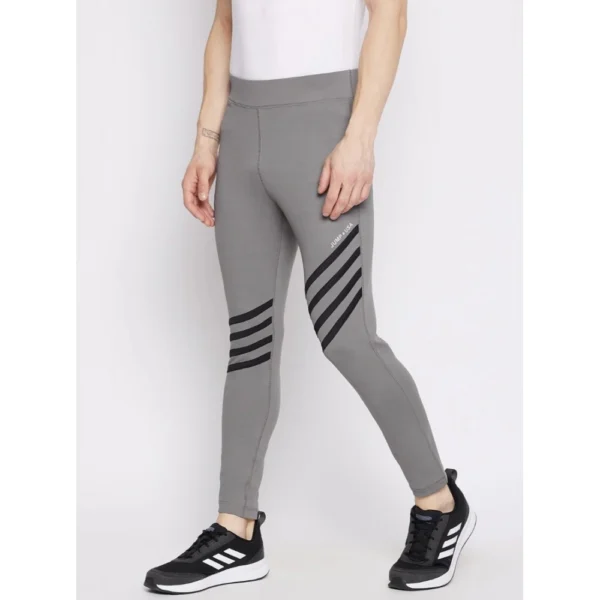 Men's Striped Polyester Tights (Grey)