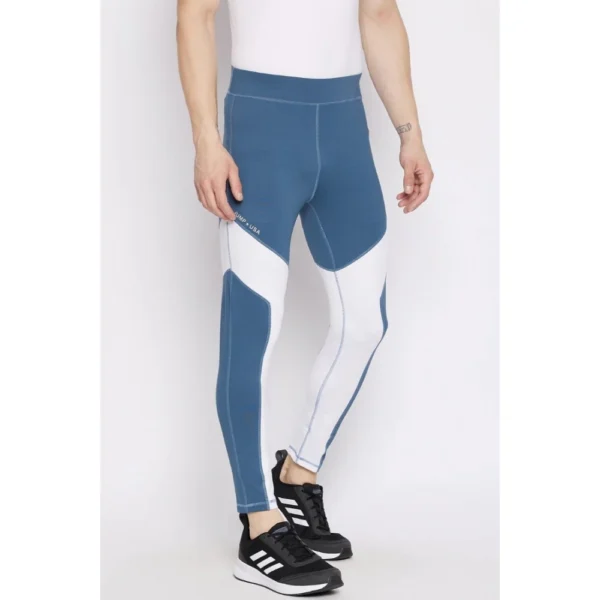 Men's Colour Blocked Polyester Tights (Blue)