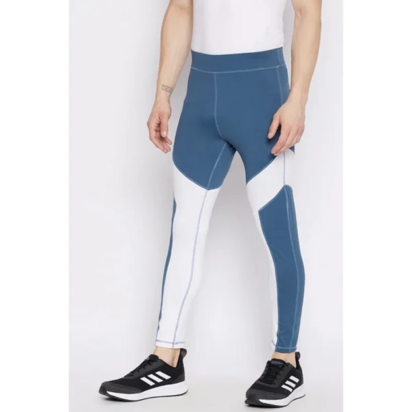 Men's Colour Blocked Polyester Tights (Blue)