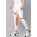 Men's Striped Polyester Tights (White Orange)