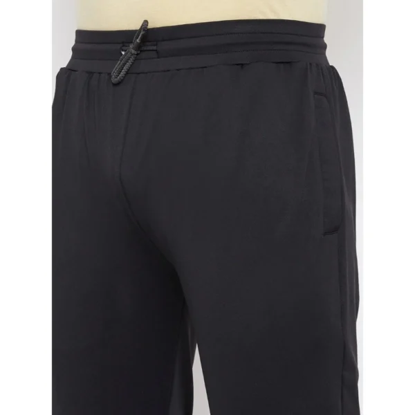 Men's Solid Polyester Regular Track Pant (Black)