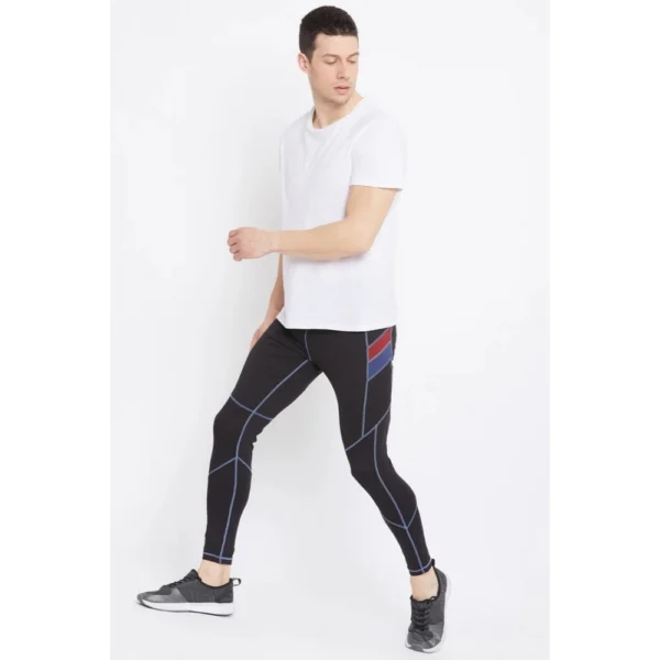 Men's Solid Polyester Tights (Black)